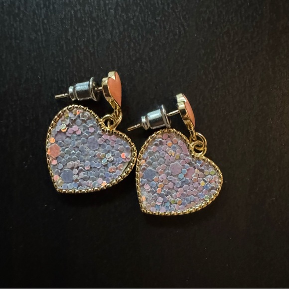 Heart-Shaped Glitter Earrings - Picture 1 of 2